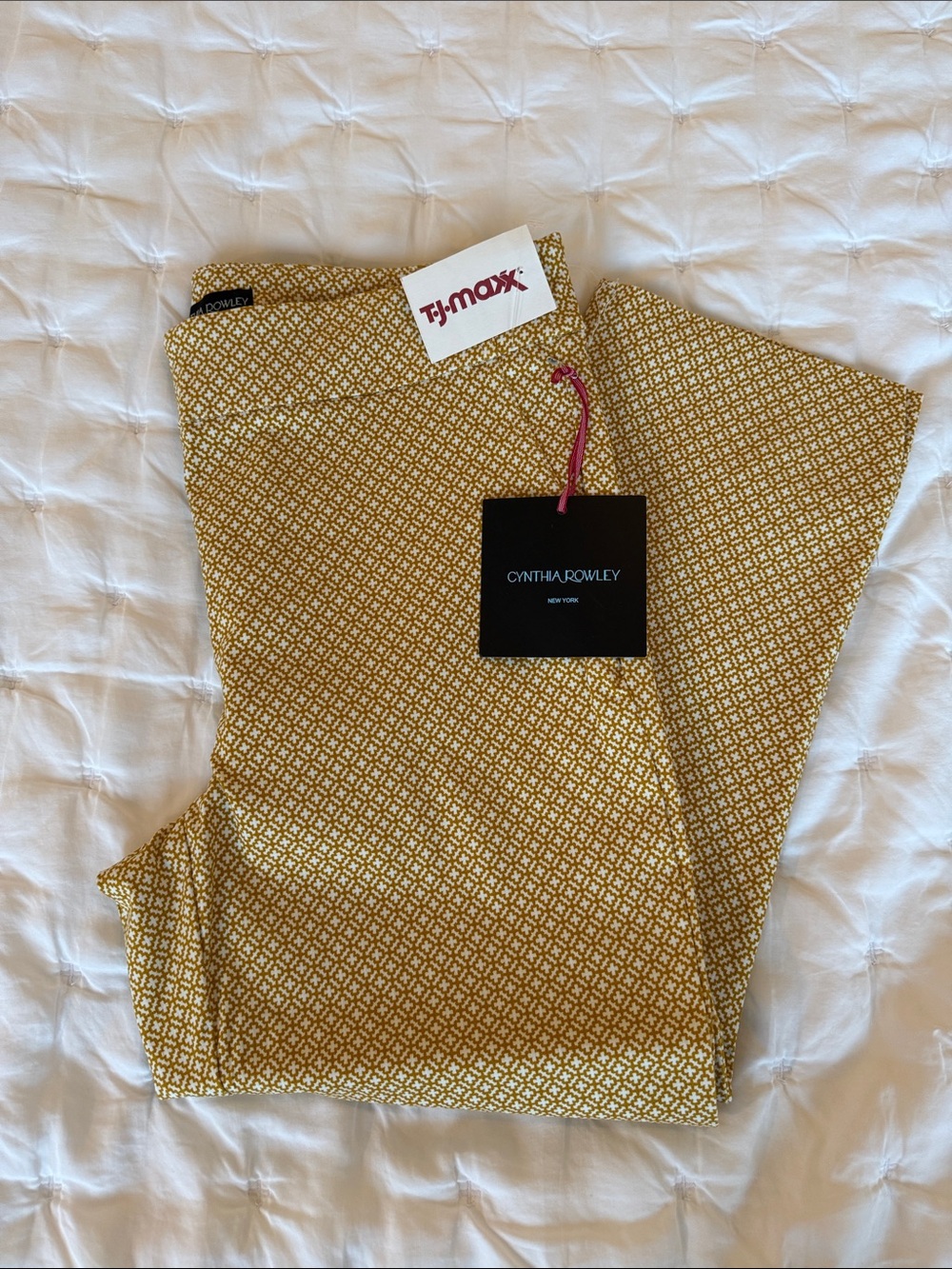 Cynthia Rowley Mustard Geo-Print Pants size 10